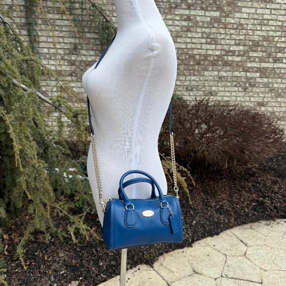 COACH BABY BENNETT SATCHEL CROSSBODY BAG Blue Leather - Picture 8 of 16